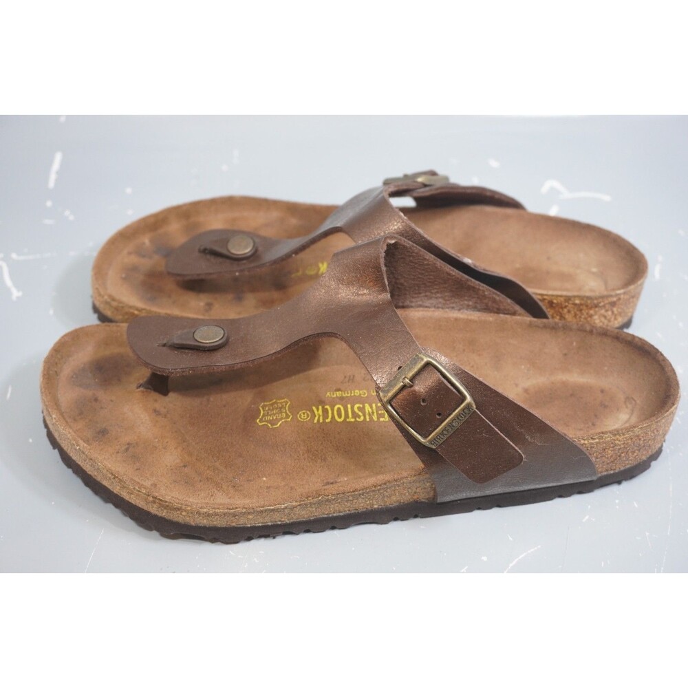 Birkenstock Gizeh Metallic Bronze Leather Thong Flip Flop Sandals Women’s 10 41 - Picture 3 of 5